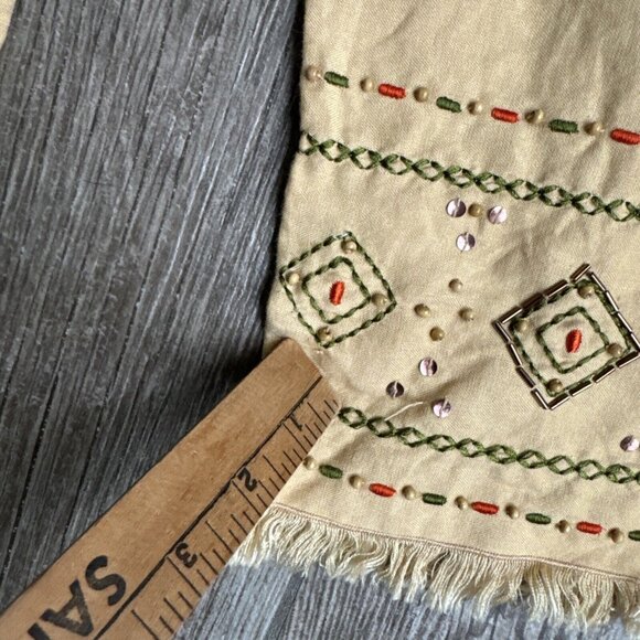 2/$18 SALE! Vintage Joy Peace Capri Pants Womens 8 High Waist Embroidered Beaded - Picture 11 of 11